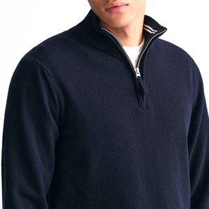 OEM & ODM personnalisé <span class=keywords><strong>pull</strong></span> d'été respirant <span class=keywords><strong>pull</strong></span> à demi fermeture éclair <span class=keywords><strong>pull</strong></span> <span class=keywords><strong>bleu</strong></span> marine tricoté <span class=keywords><strong>pull</strong></span> t-shirts <span class=keywords><strong>pull</strong></span> hommes de haute qualité - Product Image 3