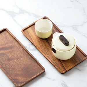 Bandeja Rectangular de Madera Natural para Servir Comida, Plato de Almacenamiento de Aperitivos, Elegante Bandeja de Madera para Hogar, Hotel y Uso Decorativo de HWC - Product Image 4