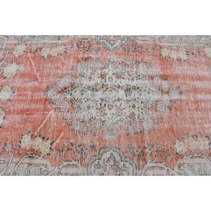 Tapis turc vintage 4.9 x 8.3ft Orange gris tissage plat laine latex support pour salon décor Patchwork motif pour couloir - Product Image 5