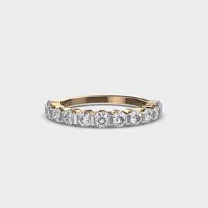 แหวนแต่งงานครึ่งวงกลมประดับเพชรแล็บโกรว์ทองคำ 18K ดีไซน์เกลียว สำหรับผู้หญิง ชุบโรเดียม เหมาะสำหรับงานครบรอบ วันวาเลนไทน์ และงานปาร์ตี้ - Product Image 2