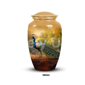 Urna Funeraria Grande de Aluminio con Forma de Pavo Real para Cenizas Humanas con Bolsa de Terciopelo Gratis - Product Image 6