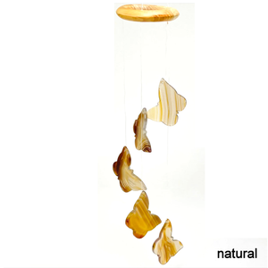 กระดิ่งลม ชิ้นอาเกตสีเหลือง รูปผีเสื้อ คริสตัล ศิลปะและงานฝีมือตกแต่ง อาเกตธรรมชาติหลากสีสัน ชิ้น กระดิ่งลม - Product Image 6