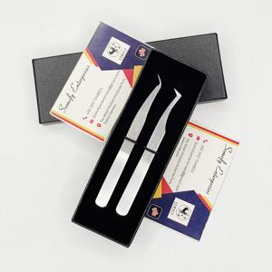 Pince à épiler d'extension de cils en acier inoxydable japonais de haute qualité professionnelle nouvelles formes ensemble Non magnétique argent mat denté - Product Image 2