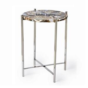 Table d'appoint en métal design italien Table d'appoint nordique en fer forgé avec dessus en marbre pour chambre, appartement, bureau à domicile - Product Image 5