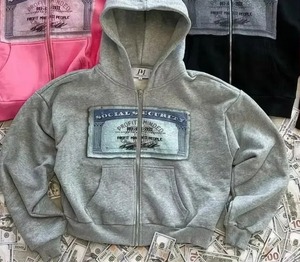 Y2K Retro Winter Solid Logo Hoodies avant pour hommes et femmes Service OEM écologique - Product Image 1