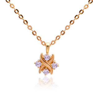 Incroyable collier de fête de mariage ethnique de 45 cm en argent sterling 925, étoile délicate, quatre pierres de zircon, plaqué or 18 carats - Product Image 1