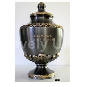 Urnes adultes de crémation en laiton d'ardoise en métal solide pour le sac libre de velours de cendres humaines - Product Image 1