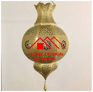 Lanterne en verre suspendue marocaine décor suspendu de salon lanterne métallique en verre bleu décor de couloir de mariage - Product Image 3