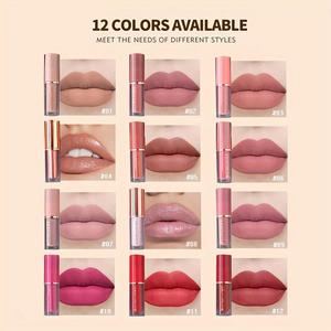 12-Color Vegan Liquid Lip Gloss <b>Makeup</b> <b>Vanity</b> Set Women Long-Lasting Waterproof Matte Shimmer Nude Red Lipstick Stylish Gift Box - Product Image 4