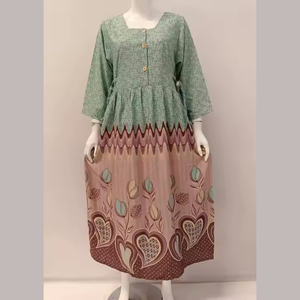 Chibi elegante Material Premium manga larga Daster jóvenes verano esencial cómodo elástico cintura cierre suavidad - Product Image 1