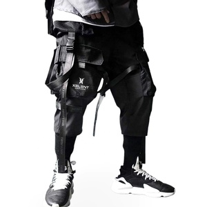 Cyberpunk Streetwear Hommes Harajuku Techwear Pantalon Ruban Multi Poche Pantalon US Taille Hip Hop Noir Cargo Ninja Pantalon - Product Image 1