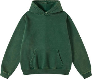 Nuevo diseño de lavado de piedra de ácido verde Sudadera con capucha 100% algodón lavado de alta calidad sudaderas con capucha desgastadas hombres Casual Vintage transpirable - Product Image 1