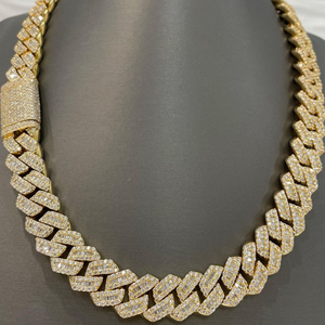 Cadena de eslabones cubanos de moissanita chapada en rodio de 14mm, regalo de boda para hombre, corte redondo Baguette, joyería fina helada, Plata de Ley 925 - Product Image 4