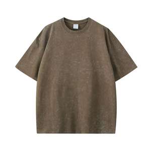 Camisetas de peso pesado para hombre de alta calidad, camiseta de manga corta en blanco con lavado de ácido sólido en blanco con hombros descubiertos, camiseta de gran tamaño para hombre - Product Image 4