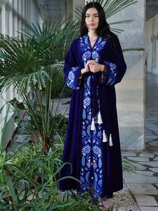 New Trendy <b>Dresses</b> Handmade Embroidered <b>Long</b> Sleeve Floor Length <b>Party</b> Wear Casual <b>Long</b> <b>Dress</b> With Belt - Product Image 2