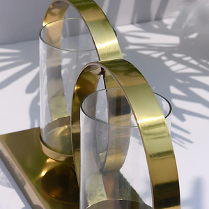 Bougeoir en verre en laiton antique de haute qualité décor de pièce maîtresse de Table moderne votive pour la Saint-Valentin - Product Image 1