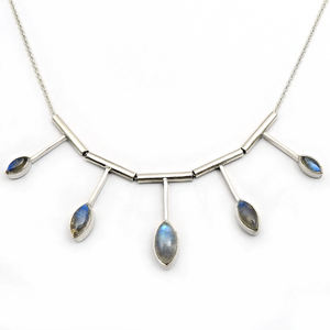 <b>Hand</b> Crafted Luxury Birthstone Necklace Natural Moonstone 925 Sterling Silver July Birthstone Designer Necklace Gift for Her OEM - Product Image 3