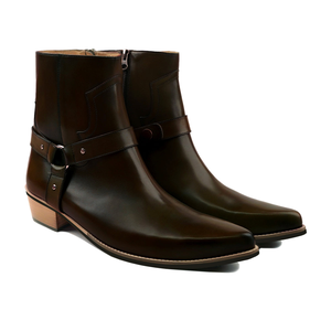 Bottes Chelsea Jodhpur en cuir véritable marron Khaksar, bout pointu, fermeture éclair latérale, unisexe, décontractées, pour la marche, toutes saisons, PK - Product Image 1
