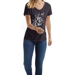 Precio al por mayor de encargo de las mujeres impresas camiseta último estilo Casual Wear impreso camiseta para adultos - Product Image 5