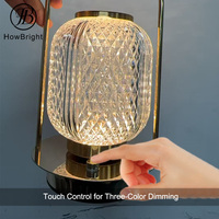 Lampe de table LED rechargeable à commande tactile, 3 CCT réglables, lanterne portable à lueur cristalline, lampe de bureau pour chevet et camping