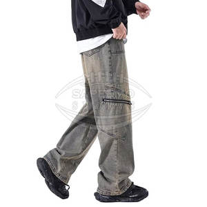 กางเกงยีนส์ขาบานสำหรับผู้ชายกางเกงขากว้างมีสไตล์สำหรับฤดูหนาวและใบไม้ร่วงผ้าฝ้ายน้ำหนักเบาแห้งเร็วเหมาะสำหรับการเดินทาง - Product Image 4