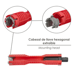 Chiave per rubinetti multifunzione con adattatore, chiave esagonale ed estrattore per viti - Product Image 3