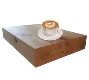 Table basse en bois massif, table carrée en bois, meubles de salon - Product Image 3