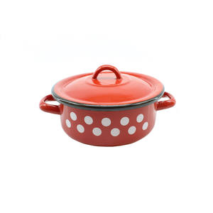 Zománcozott Lábas + Fedő 17cm Piros Dekor - Product Image 1