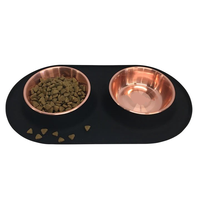 Bol pour animaux de compagnie classique en cuivre chiens mangeoires bols en caoutchouc antidérapant en acier inoxydable bol pour animaux de compagnie avec support à vendre
