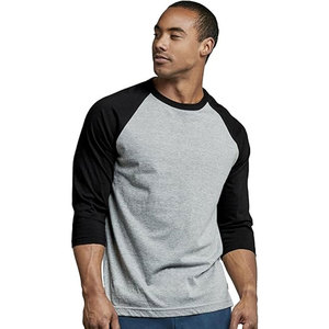 Camiseta de béisbol de manga 3/4 Unisex de alta calidad con logotipo personalizado 100% algodón transpirable Running Quarter Raglan Sleeve camiseta para adultos - Product Image 4