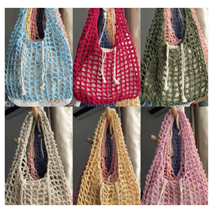 Sac en crochet, cordon en macramé en coton doux, sac hobo pour le transport quotidien, les trajets scolaires et la mode de rue, fabriqué au Vietnam - Product Image 6