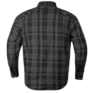 <b>Mens</b> <b>dark</b> <b>grey</b> and black plaid Plaid button-up <b>shirt</b> with CE approved safety gear <b>shirt</b> for <b>mens</b> and outdoor protective features - Product Image 3