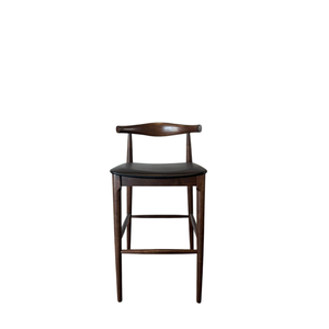 Ensemble de 2 chaises de bar en bois avec accoudoirs et siège rembourré en PU noir - Product Image 1