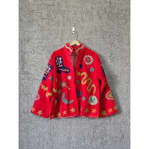 Lady's Red Snake Print <b>Sheep</b> <b>Skin</b> <b>Jacket</b> Customizable Logo Soft and Thin Polyester Filled for Autumn and Spring - Product Image 2