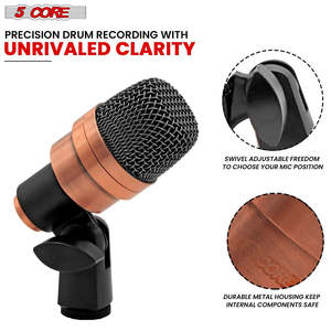 Microphone de batterie 5 cœurs XLR filaire unidirectionnel pour tom et autres instruments de musique, en cuivre - Product Image 4