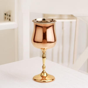 ถ้วยเหล็กทองแดงบนโต๊ะขนาด300มล. ภาชนะสำหรับดื่มแบบก้นทองเหลืองอินเดียแท้สำหรับงานแต่งงานและใช้ในร้านอาหาร - Product Image 2