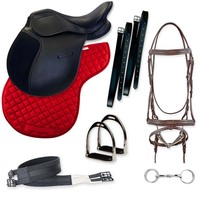 Selle d'équitation tout usage HE5900 pour saut d'obstacles et dressage, confortable, en cuir synthétique, durable, pour endurance, design personnalisé
