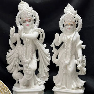 Hermosa Estatua de Radha Krishna de Mármol Blanco Hecha a Mano con Diseño Creativo y Precio Accesible - Product Image 1