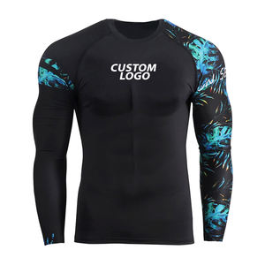 Rashguard MMA de qualité supérieure, imprimé numériquement, haut de gamme pour le fitness et la course, col rond, séchage rapide, manches longues, polyester/spandex/nylon 220g - Product Image 1