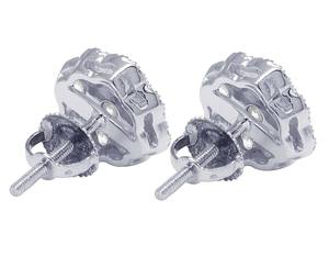 Boucles d'oreilles élégantes classiques à grappe florale avec diamants de laboratoire de clarté VS1-VS2 serties en or 10 carats, parfaites pour les femmes - Product Image 4