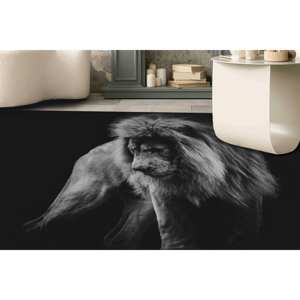 Tapis portrait de lion africain : Tapis d'appoint animalier noir, Tapis imprimé, Tapis en chenille - Product Image 4