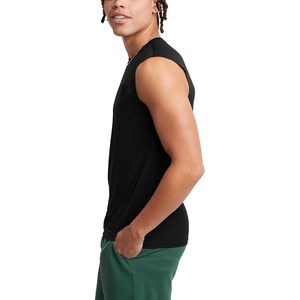 Camiseta sin mangas de gimnasio de entrenamiento que absorbe la humedad del mejor diseño para hombre, camiseta informal de punto de poliéster y algodón transpirable, la mejor camiseta sin mangas para hombre al por mayor - Product Image 3