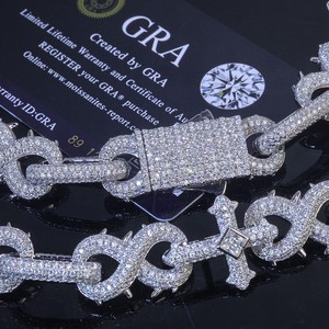 Collier chaîne à maillons infinis en forme de croix à épines de 16 mm en argent 925 avec diamants Moissanite VVS, plaqué or, personnalisable, unisexe, style Hip Hop - Product Image 4
