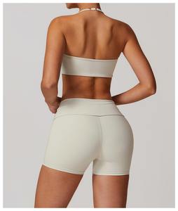 Conjunto Deportivo de Dos Piezas para Mujer al por Mayor, Sujetador Deportivo Sólido y Leggings Cortos de Cintura Alta, Ropa Deportiva - Product Image 6