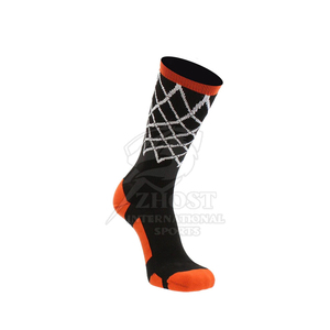 Black <b>Orange</b> Solid Crew Sports <b>Socks</b> with Cuff Logo Knitted Breathable Quick Dry for Football Basketball Training - Product Image 3