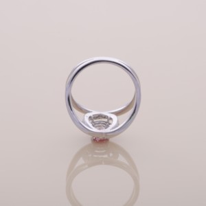IGI Certified Oval Cut Pink Lab Grown Diamond Double Halo <b>Split</b> Shank Engagement-Wedding <b>Ring</b> in Solid 925 Sterling Silver - Product Image 5