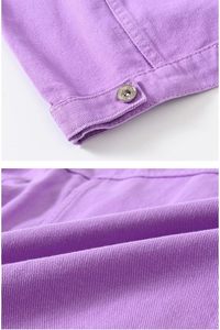 แจ็กเก็ตผ้ายีนส์สำหรับผู้ชายวินเทจผ้าแคนวาสสีทึบระบายอากาศมีกระดุมแบบลำลองสีชมพู - Product Image 6