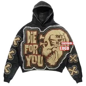 Sudadera Unisex Negra al por Mayor para Sublimación, Estilo Cuadrado, Algodón, Logotipo Personalizado, Impresión Puff, Cuello Redondo, Bordado, Parche, Lavado Ácido - Product Image 1