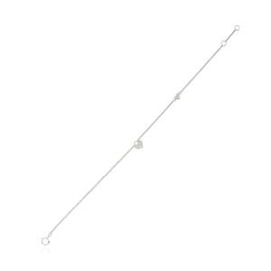 Design nouvellement élégant délicat 14K or blanc massif diamant naturel coeur bracelet à breloques bijoux empilables minimalistes - Product Image 6