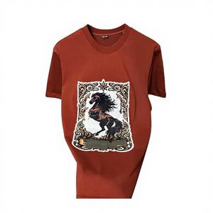 Camiseta de Manga Corta para Hombre, Talla Grande, de Seda/Algodón, con Estampado Animal, 300 Gramos, Anti-Pilling, Cuello Redondo, Casual, Transpirable, Ecológica, OEM, ODM - Product Image 1